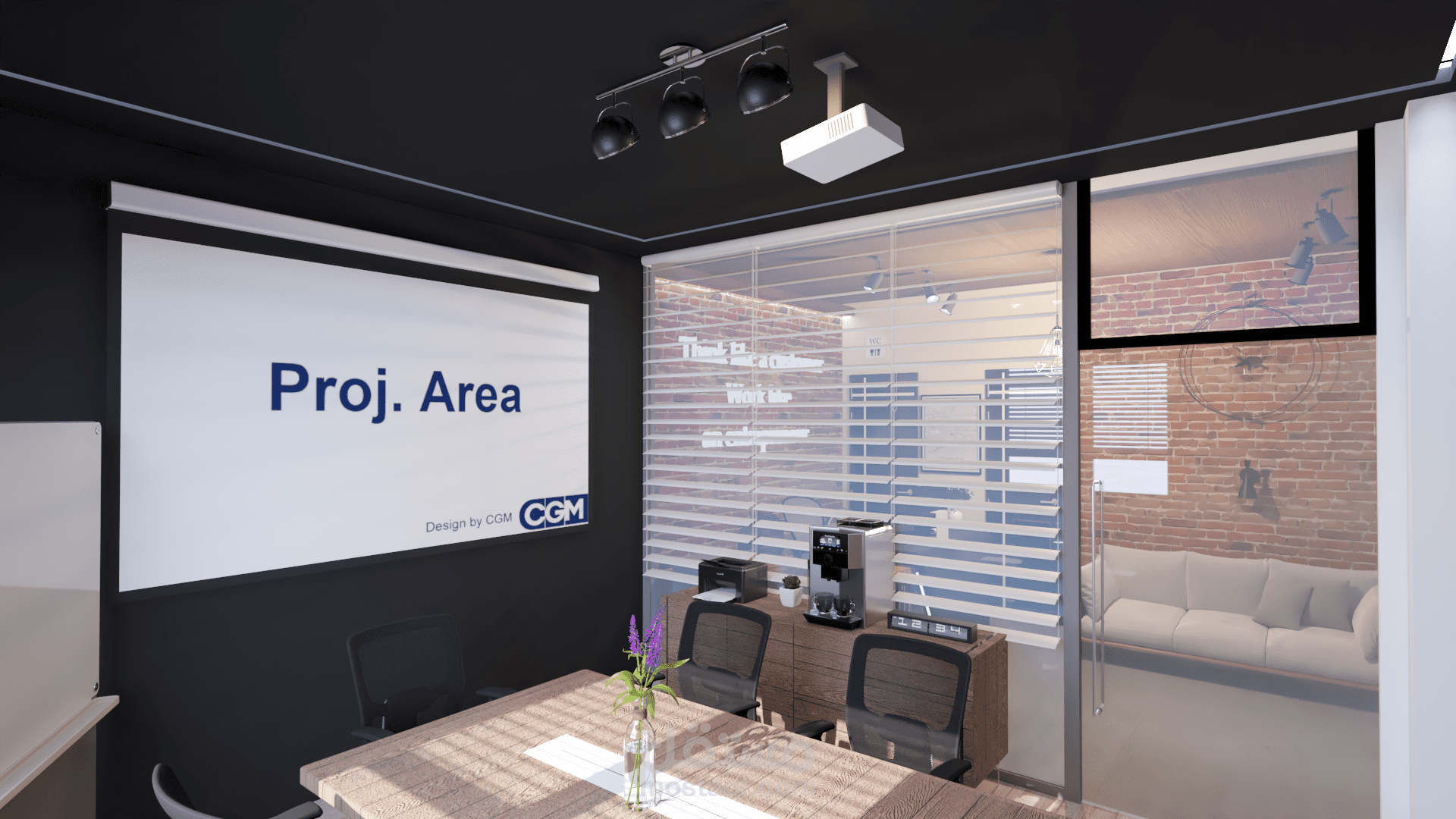 interior design of an engineering office developed in an industriel chic style