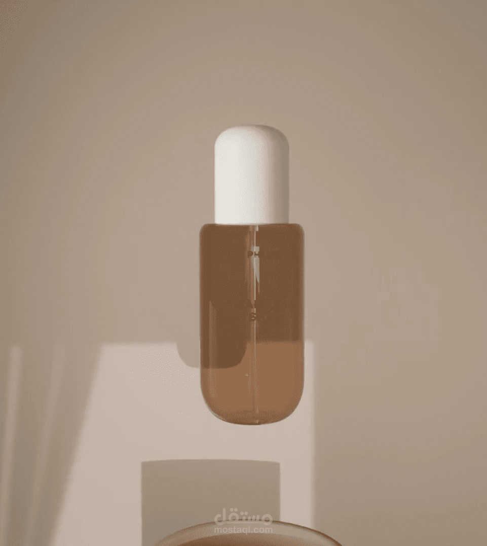 العناية بالبشرة المضيئة - عرض ثلاثي الأبعاد للمنتج على قاعدة رخامية