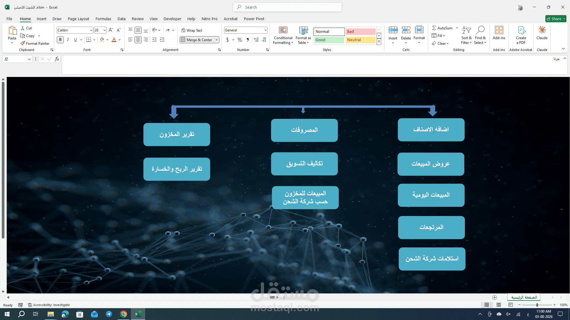 تقرير ارباح وخسائر مشروع اونلاين