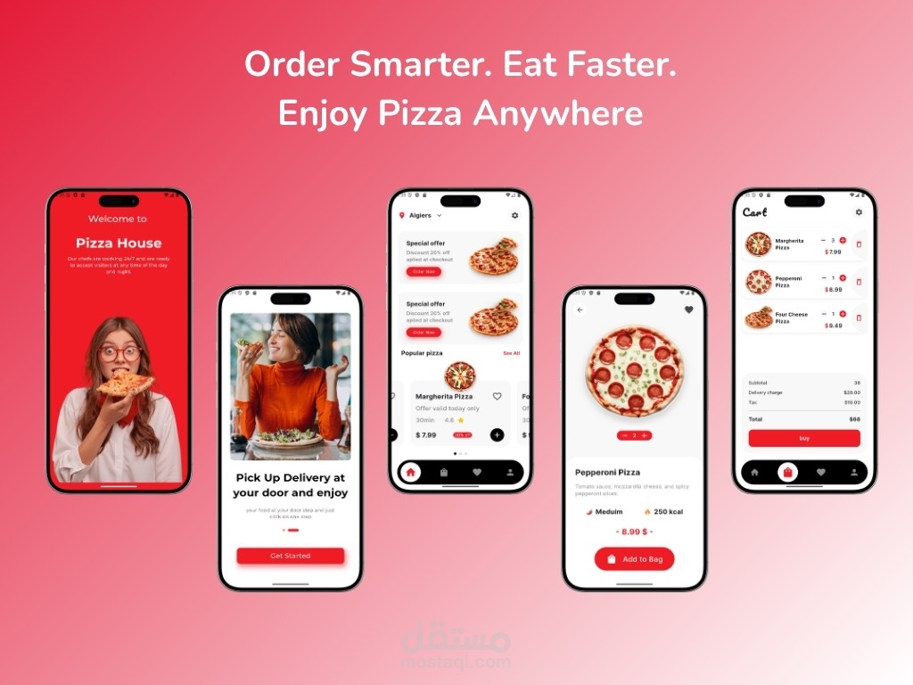 تطبيق متجر بيتزا احترافي باستخدام Flutter