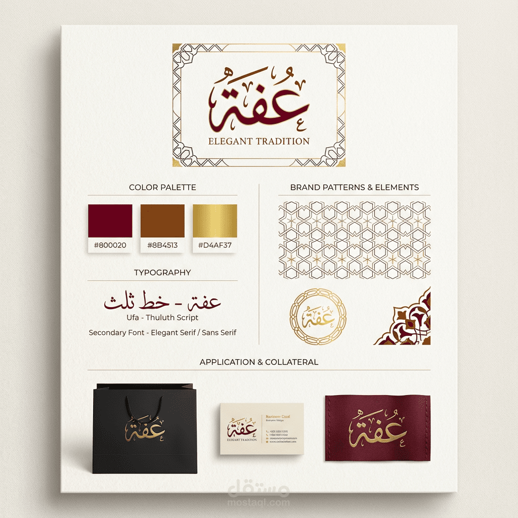 تصميم هوية بصرية راقية لعلامة عبايات – Elegant Abaya Brand Identity