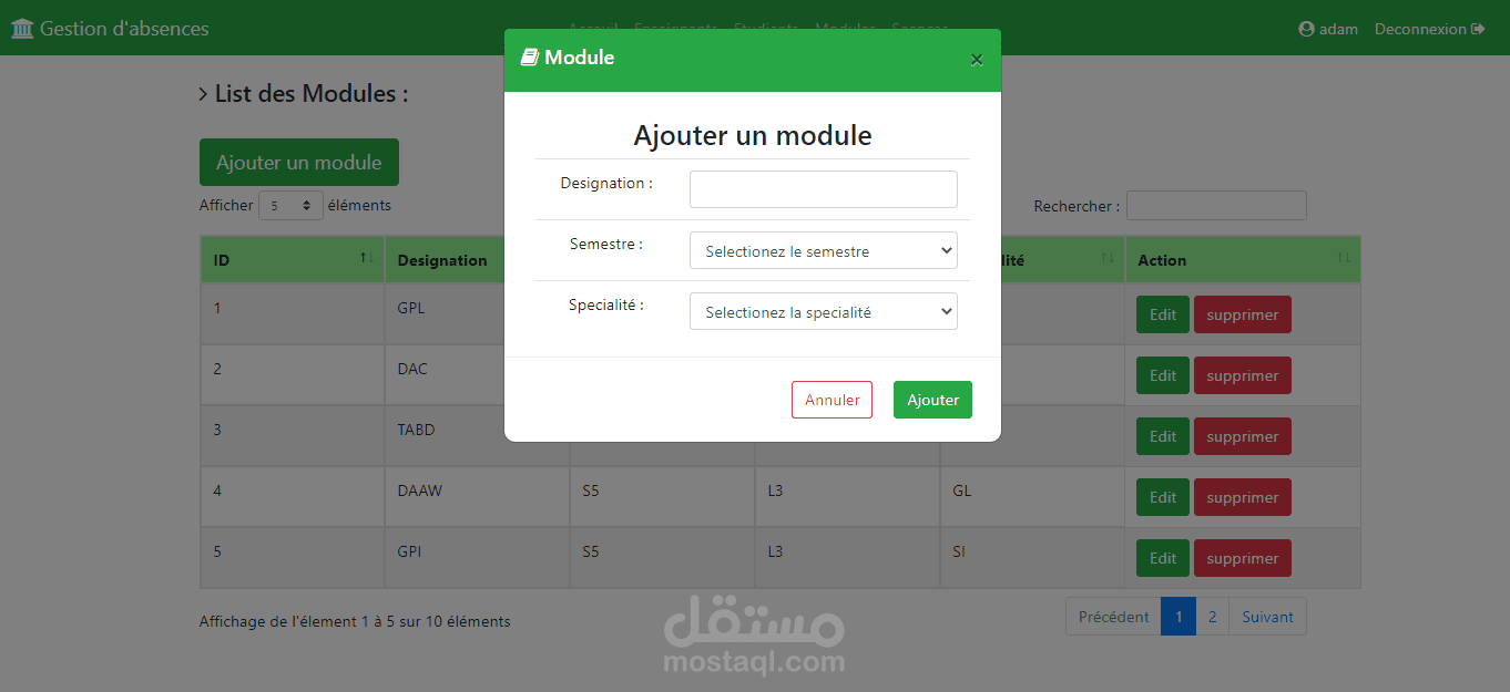 تطبيق ويب ذكي لإدارة الغيابات في الجامعات