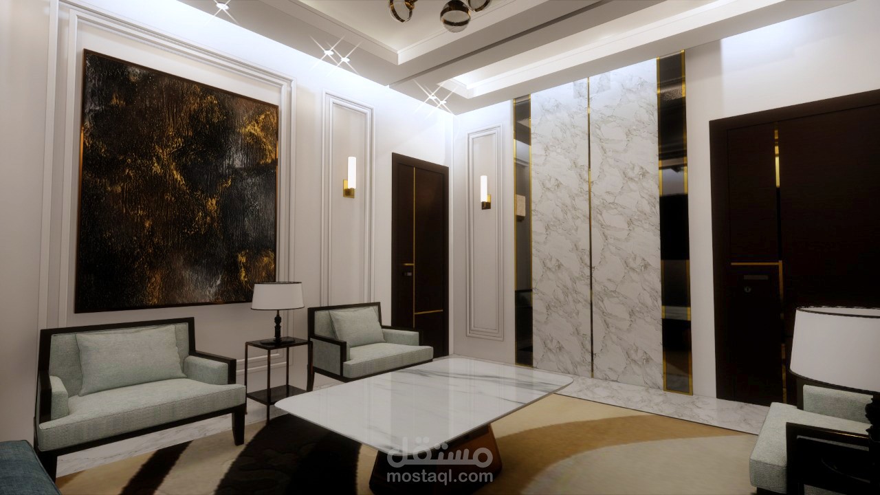 تصميم  غرفة ضيوف (  نيو كلاسيك)