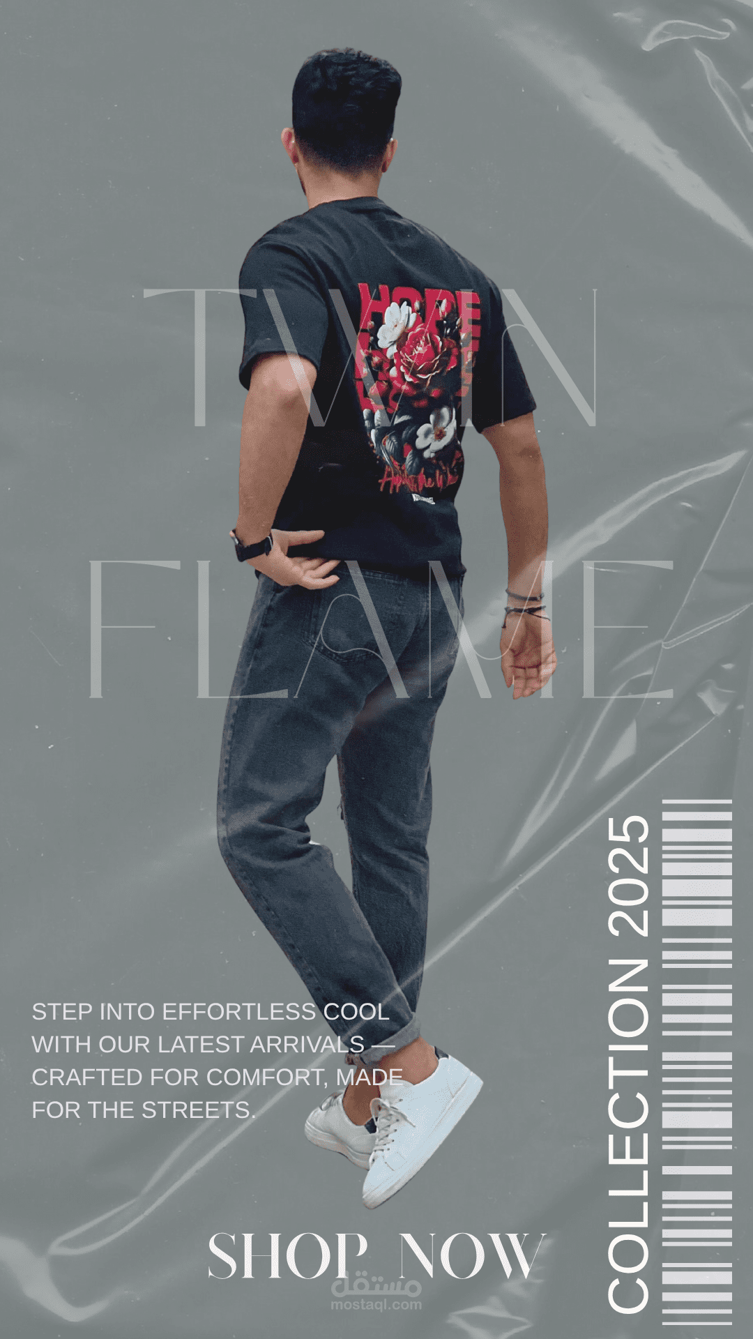 تصميم إعلان لأحدث مجموعات براند TWIN FLAME – Collection 2025