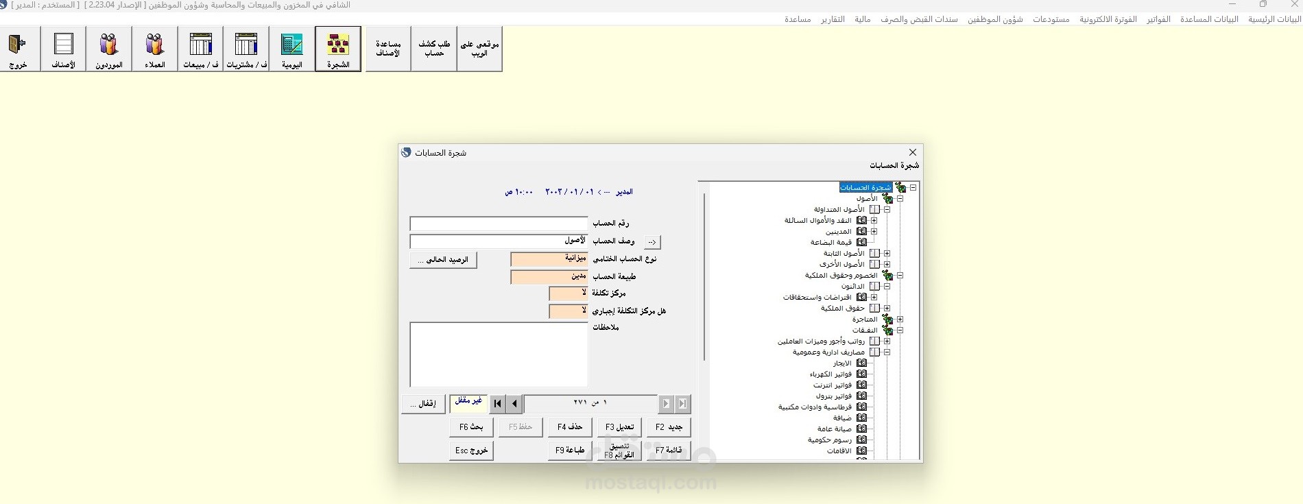 تأسيس شجرة الحسابات