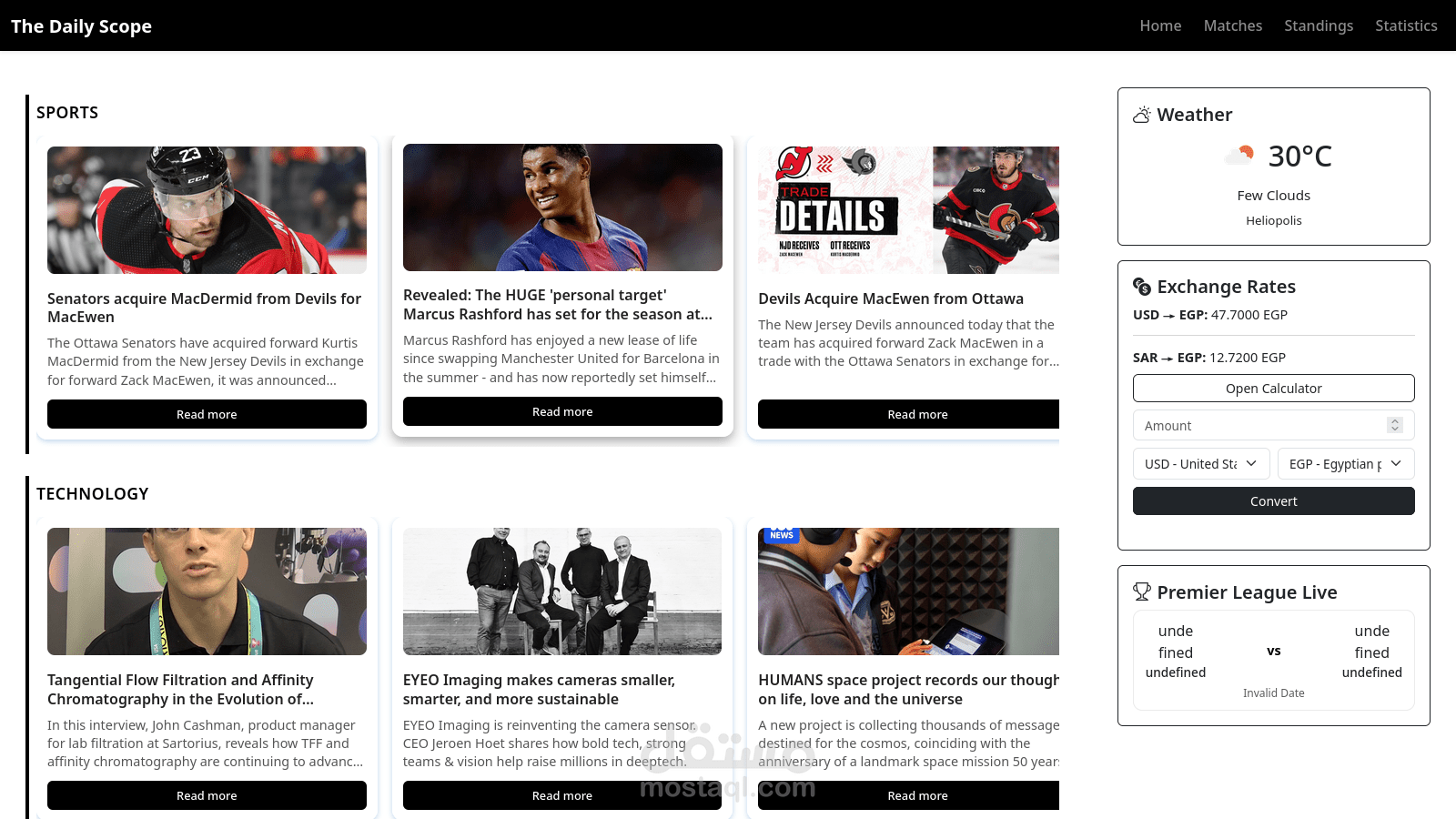 موقع أخبار احترافي باستخدام APIs – The Daily Scope