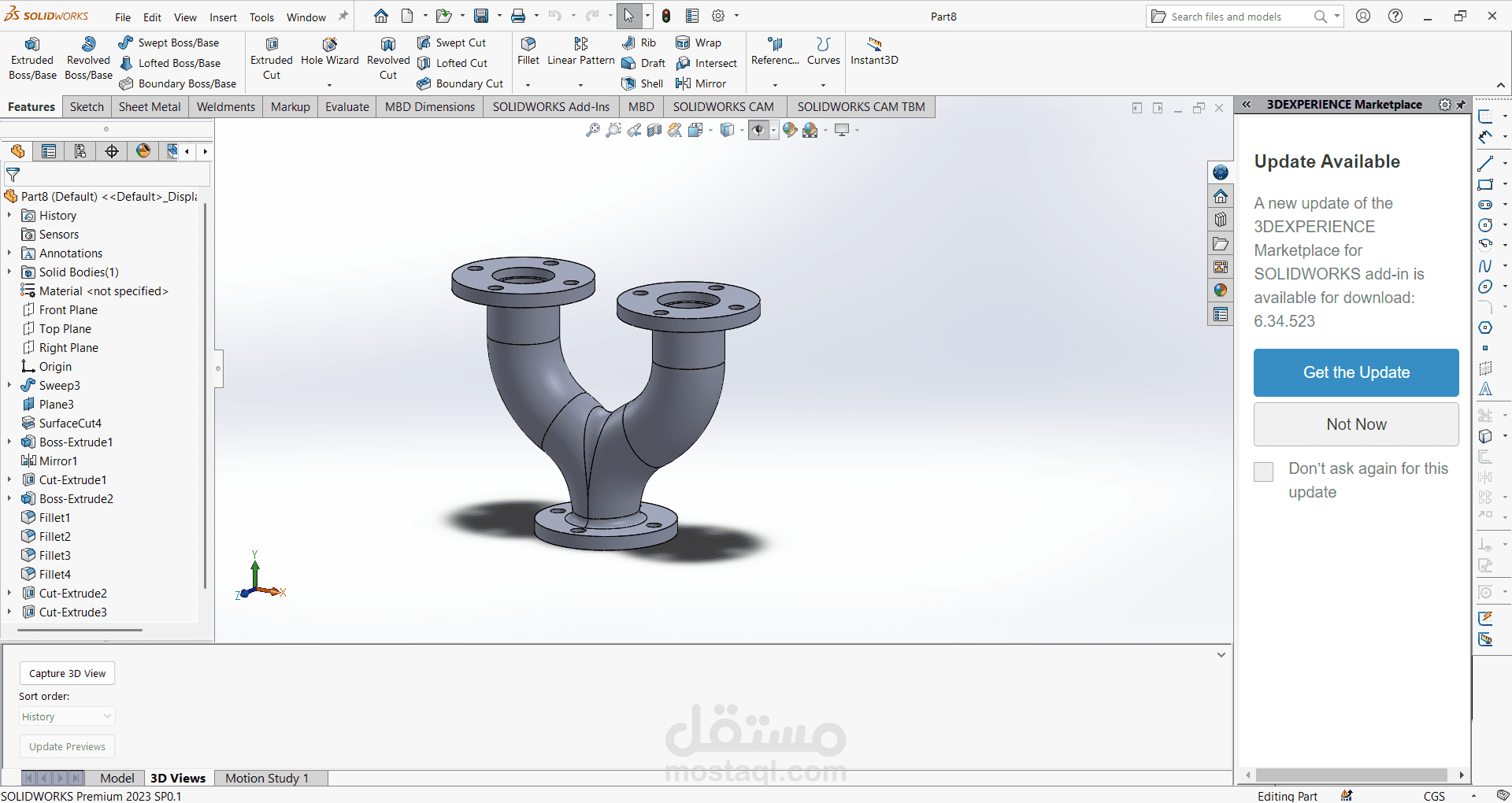 Branched Pipe Design – Mechanical CAD Project