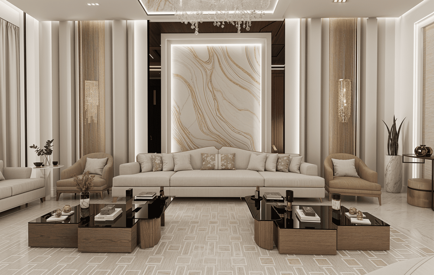 تصميم مقترحين لصالة استقبال - الكويت