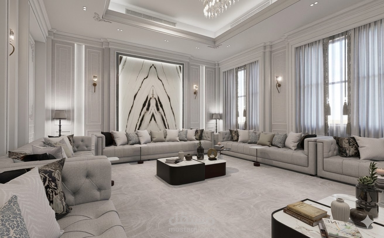 تصميم ديوانية على الطراز نيو كلاسيك | الكويت