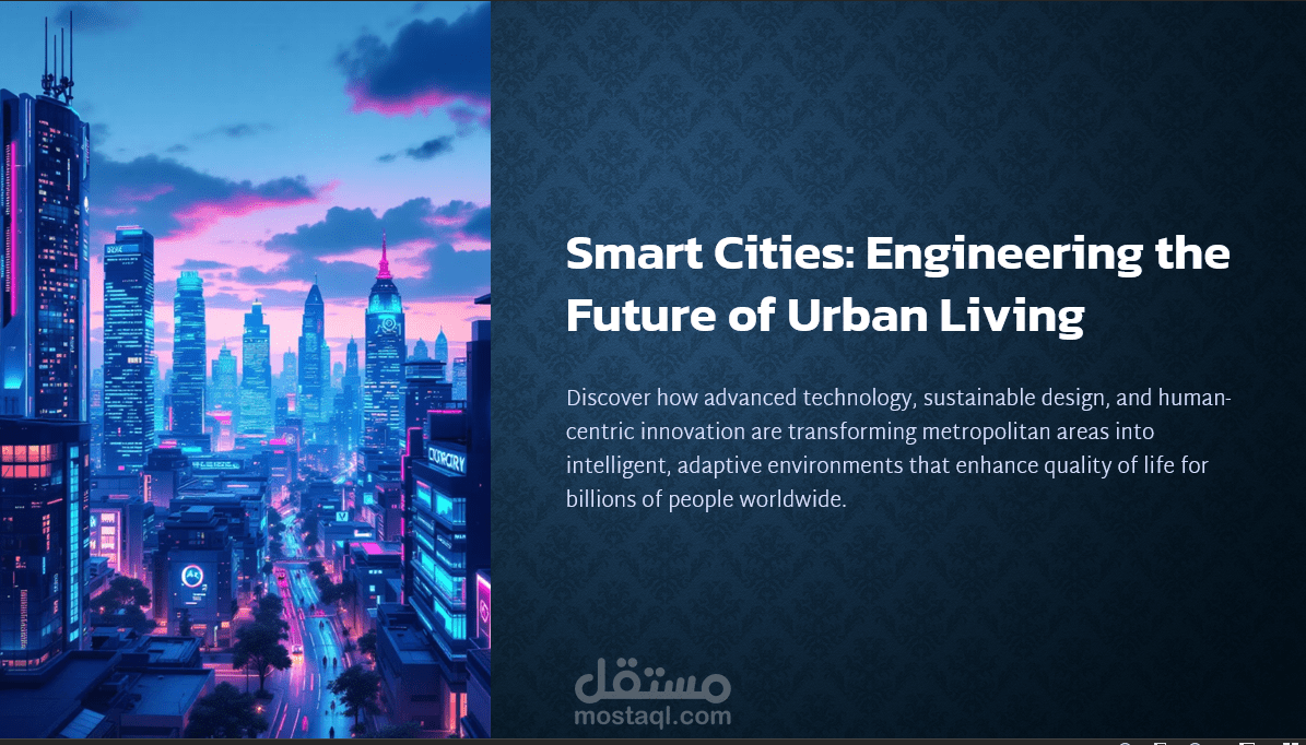 تصميم عروض PowerPoint احترافية بتصاميم عصرية وموضوعات تقنية مثل المدن الذكية