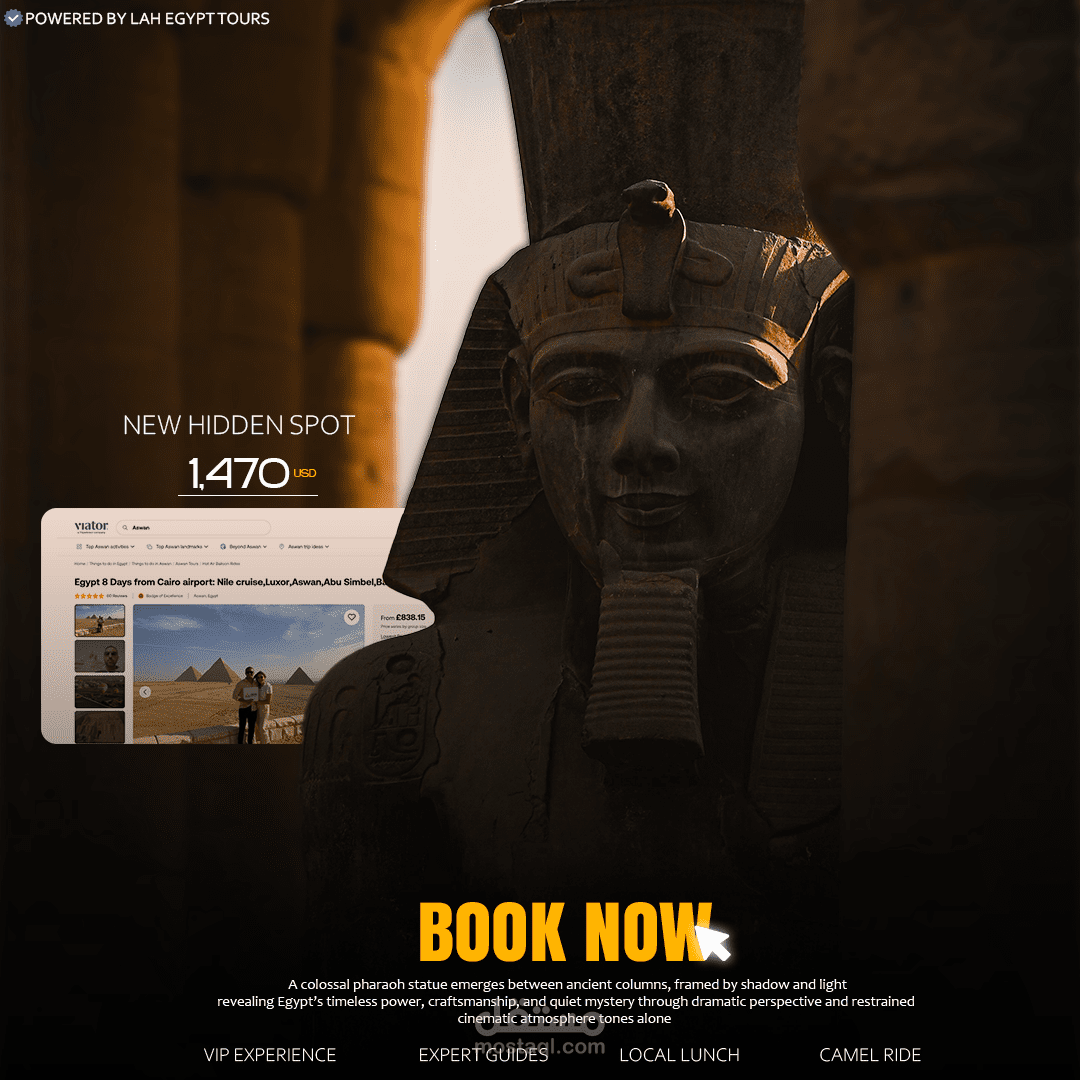 تصميم بوست إعلاني احترافي لشركات السياحة بأسلوب سينمائي فاخر