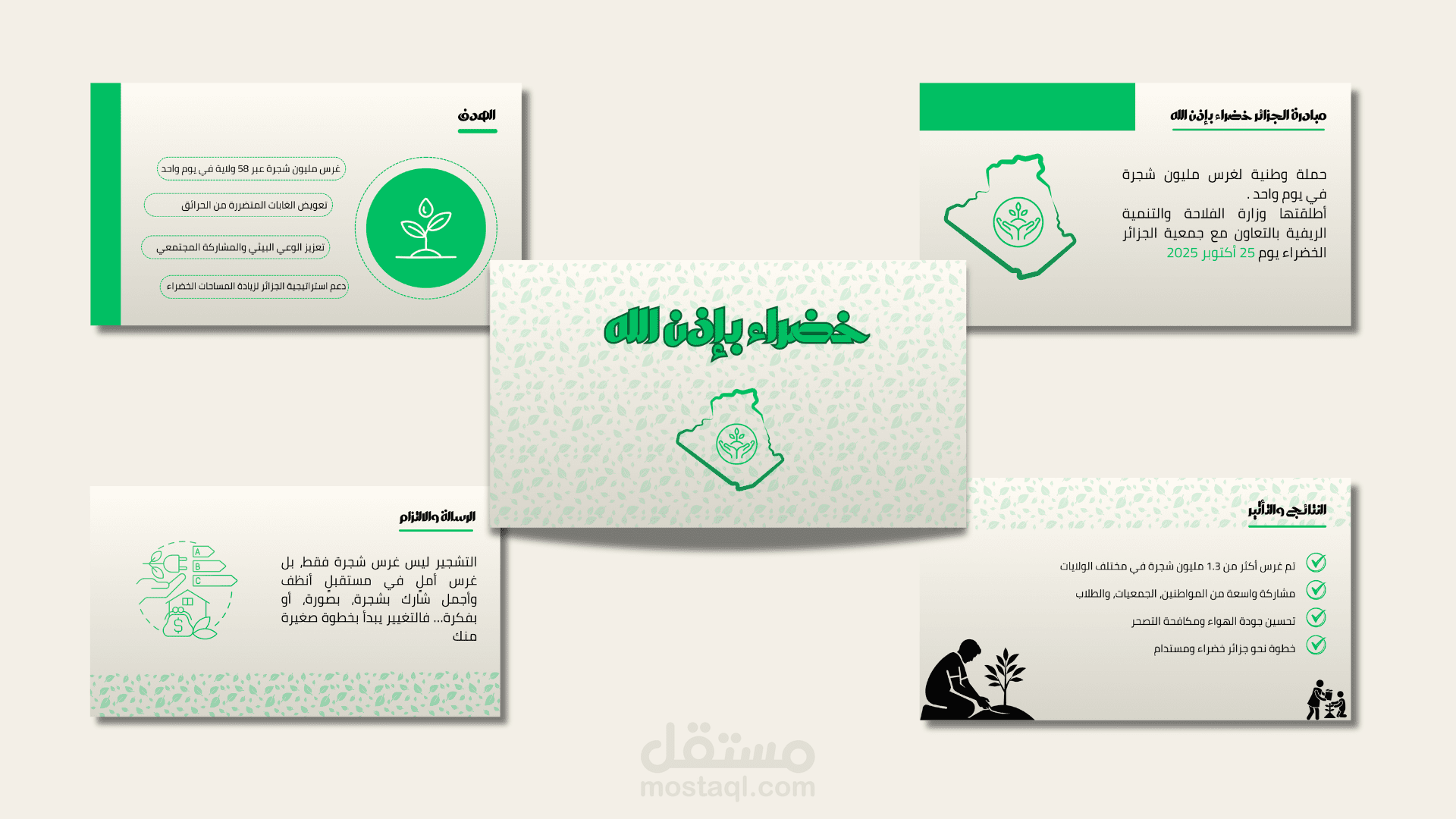 تصميم عرض تقديمي حول مبادرة "الجزائر خضراء بإذن الله"