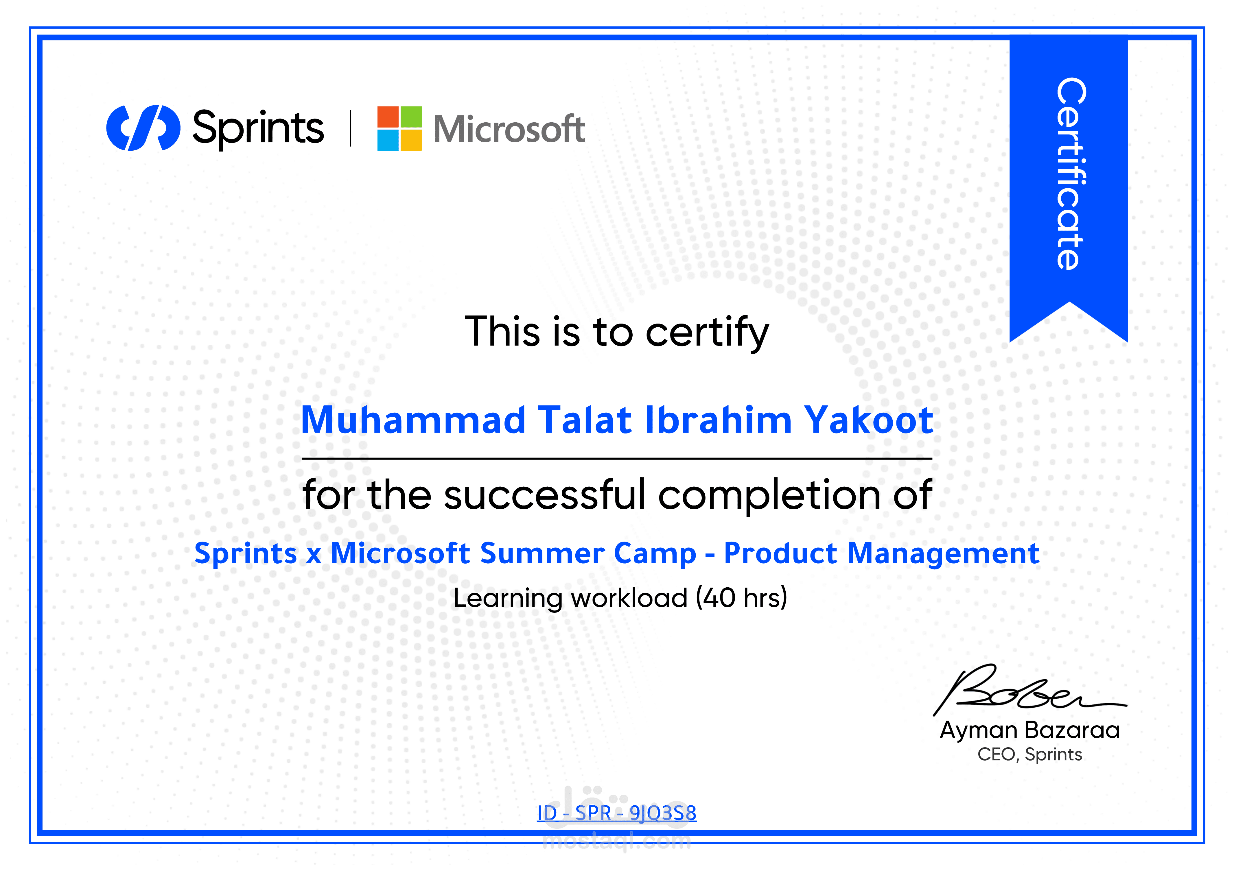 sprint and microsoft certificate product management