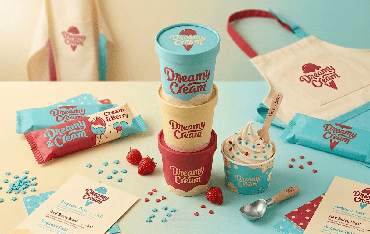 تصميم الهوية البصرية  لـــ  - DREAMY CREAM