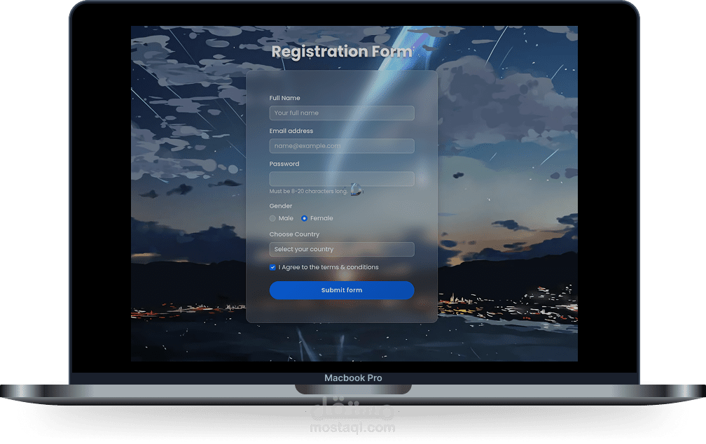 نموذج تسجيل دخول باستخدام HTML5, CSS3, Bootstrap