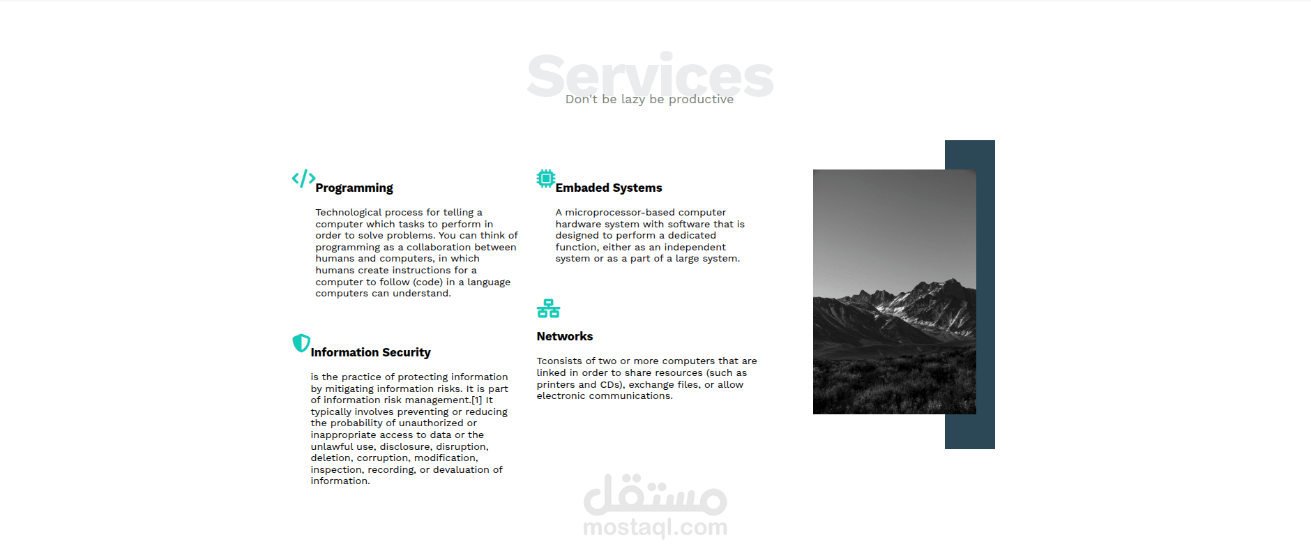 تصميم وتطوير صفحة هبوط باستخدام  HTML5, CSS3, JS