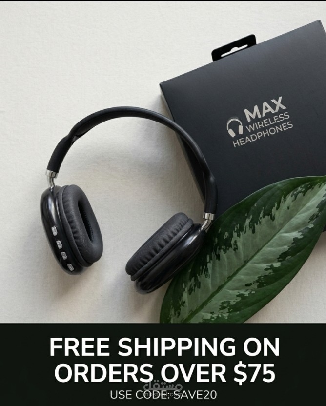 تصميم إعلان منتج احترافي لسماعات مع عرض ترويجي جذاب