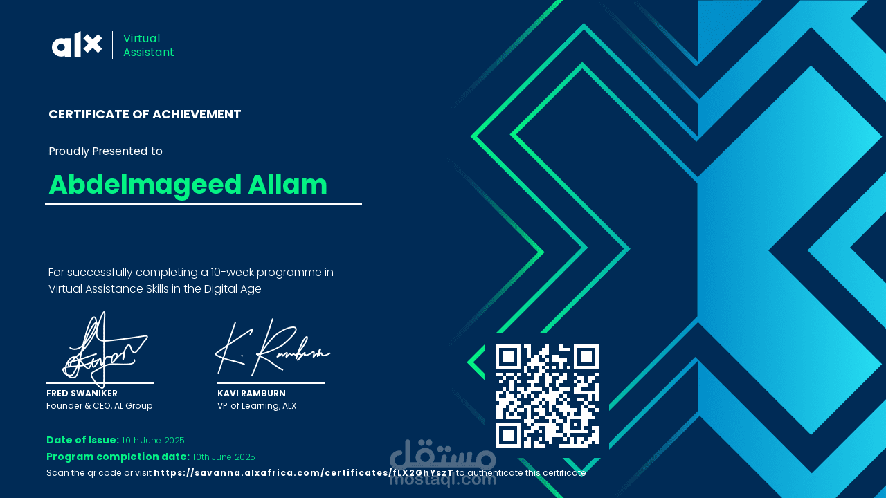 ALX Virtual Assistant Certificate