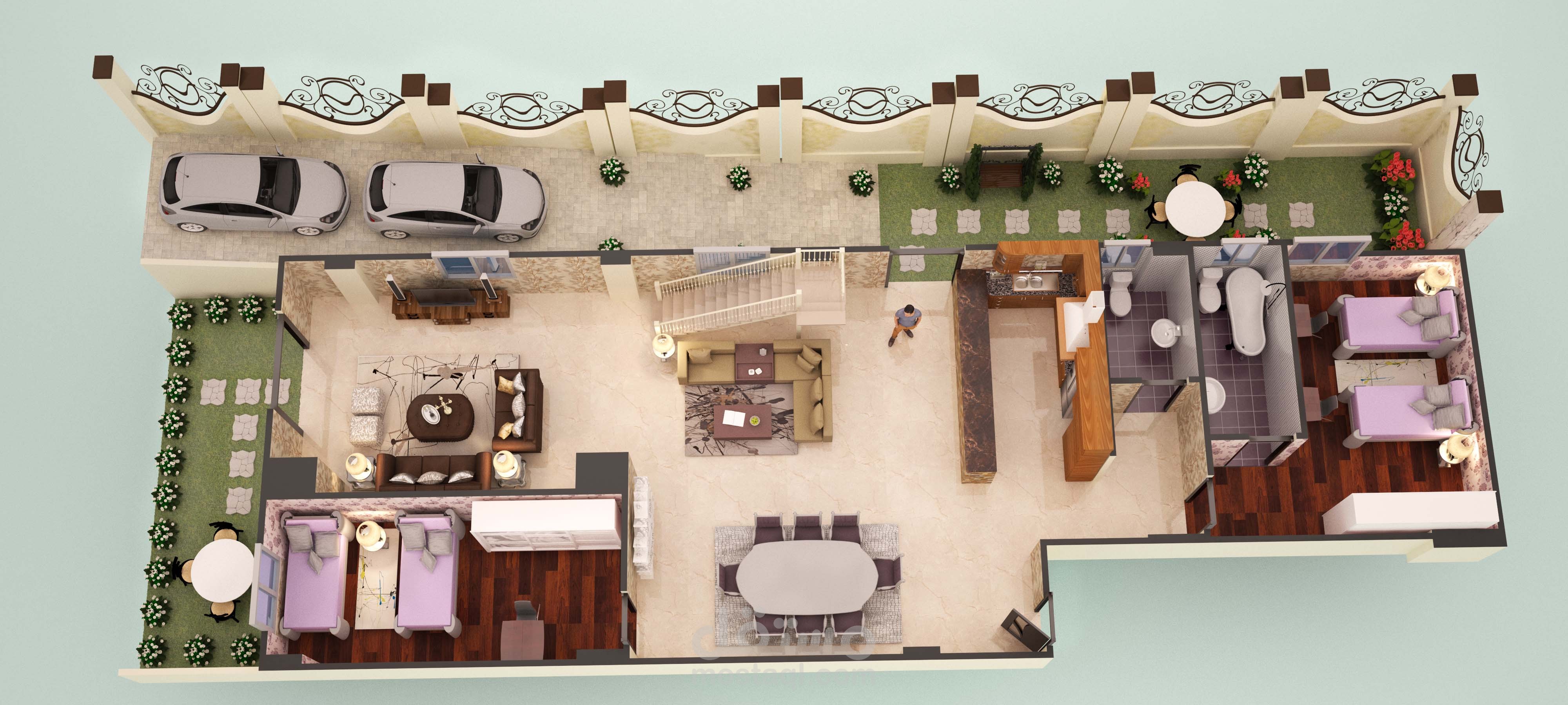 plan 3D لأحدى الوحدات السكنية