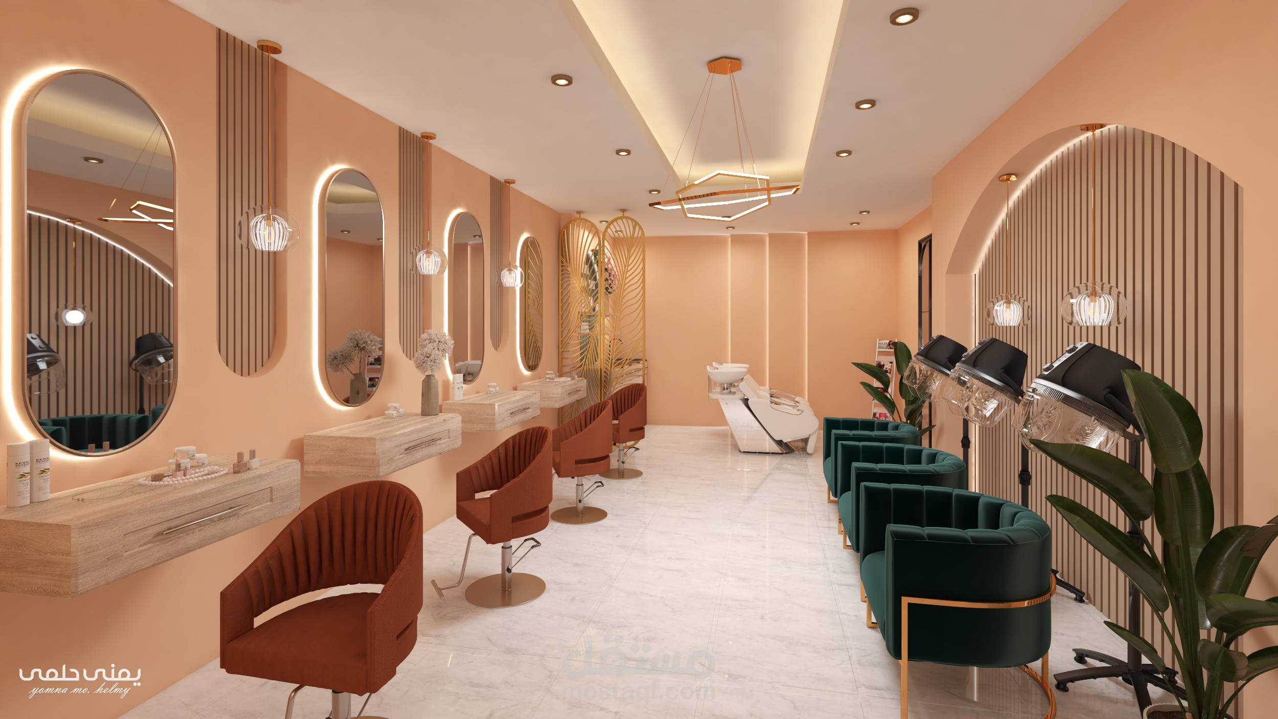 تصميم داخلى  لصالون تجميل نسائى
