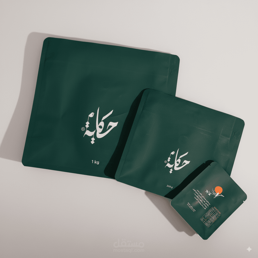 تصميم التعبئة والتغليف الكامل لكافيه حكاية – المملكة العربية السعودية
