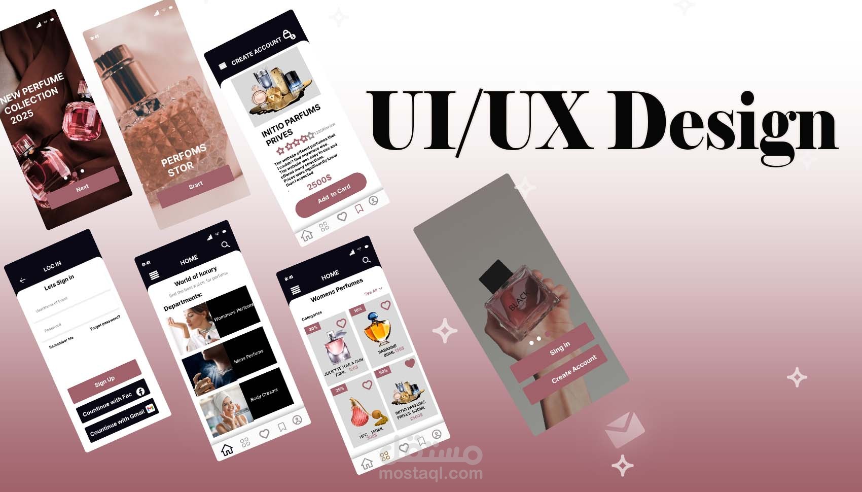 تصميم واجهات مستخدم (UI/UX) لمتجر عطور باستخدام Figma