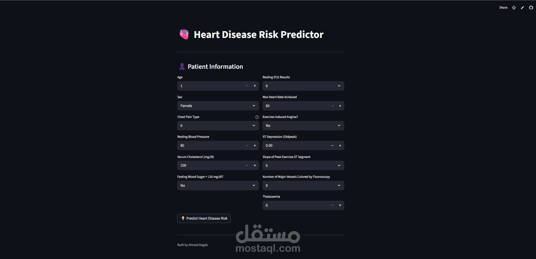 نموذج التنبؤ بأمراض القلب (Heart Disease Predictor)