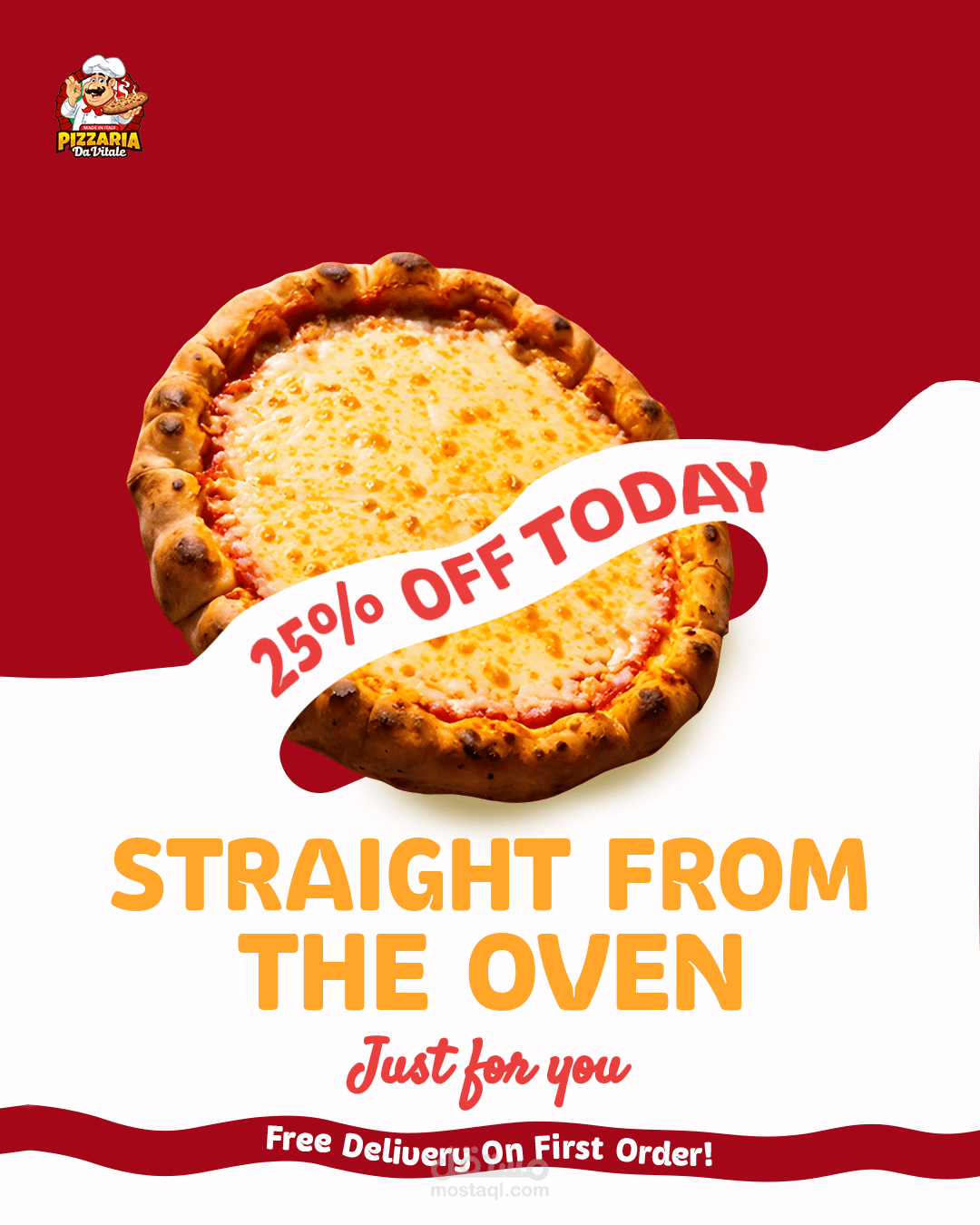 تصميم بوست سوشال ميديا لمطعم بيتزا – عرض ترويجي بأسلوب جذاب