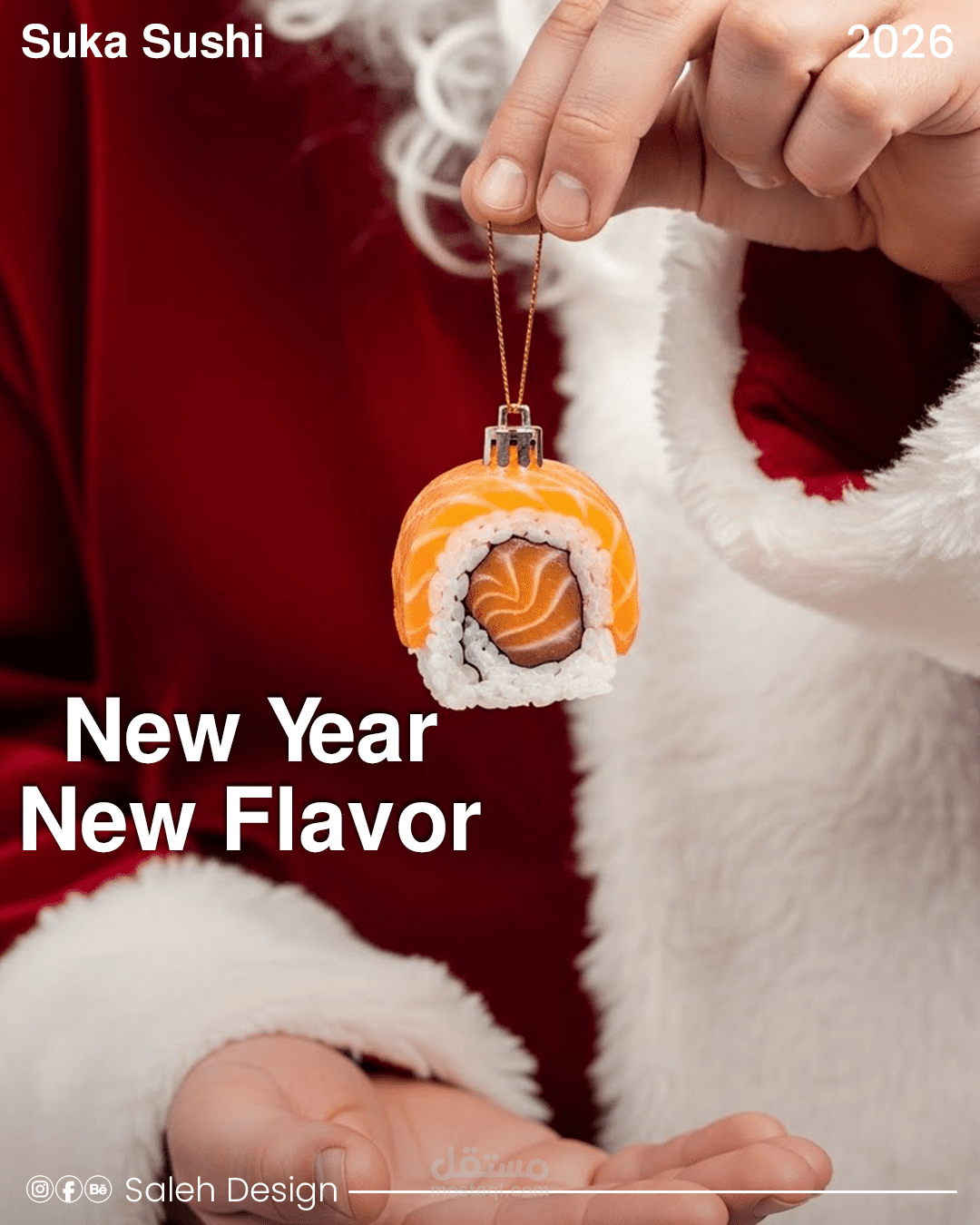 تصميم بوست سوشال ميديا لمطعم سوشي – أسلوب بصري فاخر