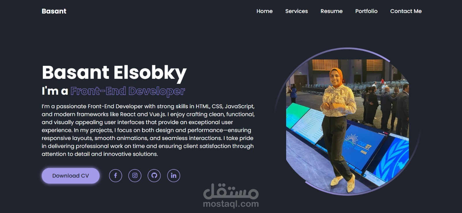 موقع شخصي أنيق يعرض مهاراتك وأعمالك باحتراف