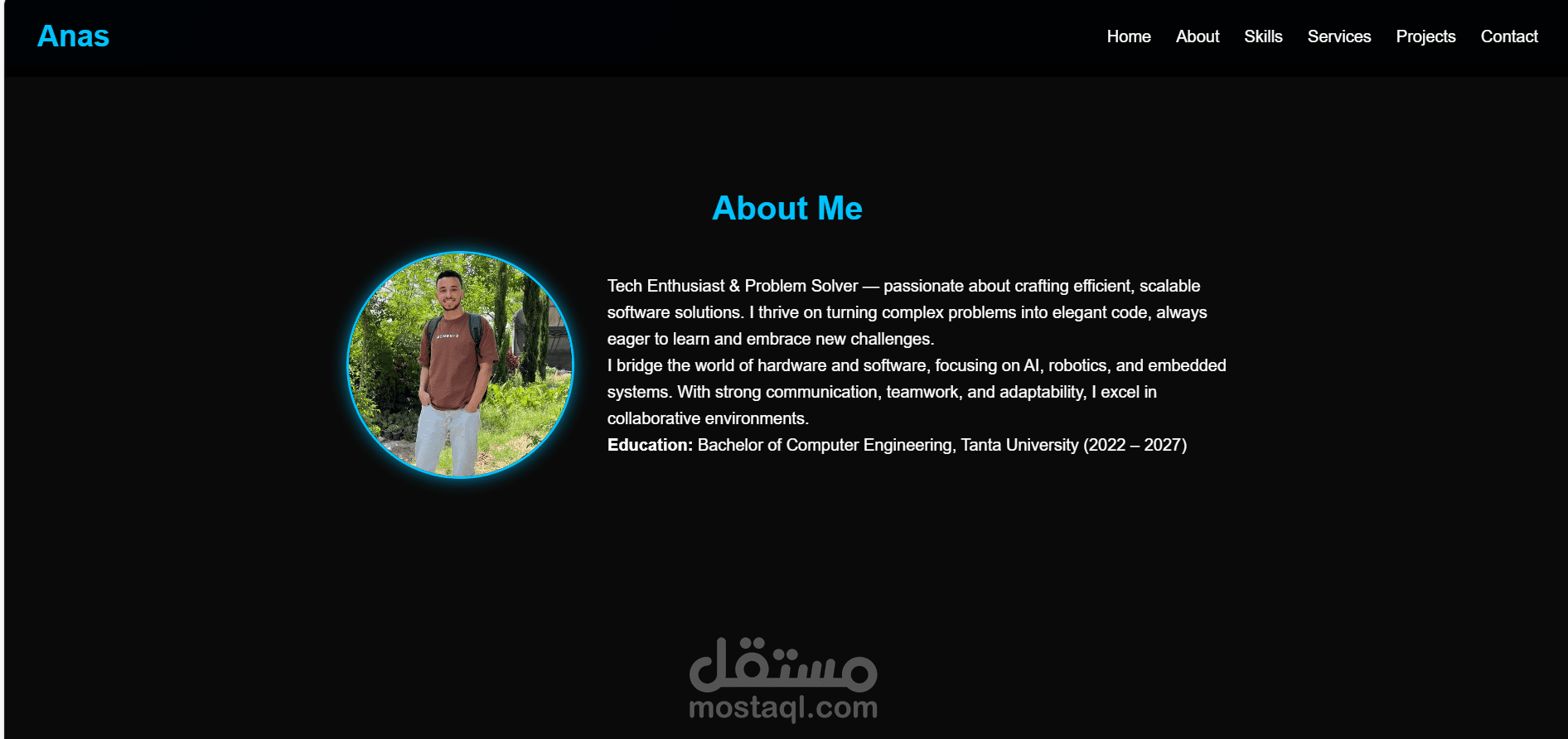 بورتفوليو شخصي بسيط ومتجاوب من تصميمي