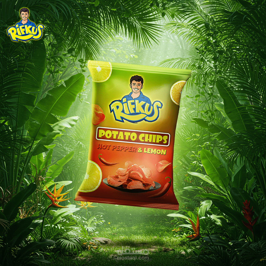 تصميم غلاف احترافي لمنتج رقائق بطاطا