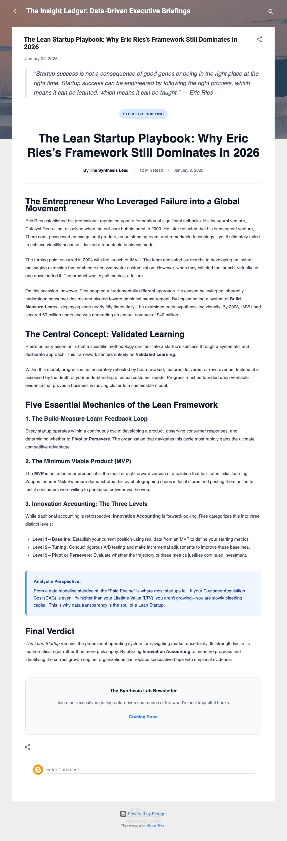 مراجعة تحليلية لكتاب The Lean Startup (لكنة أمريكية)