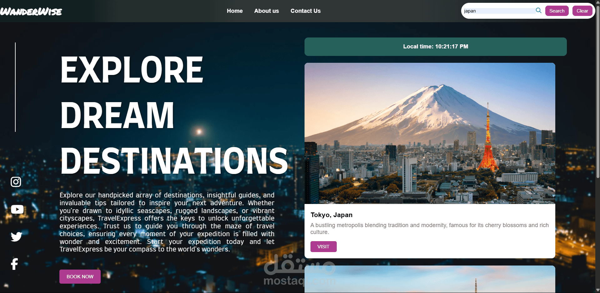 Web development using HTML, CSS, JavaScript