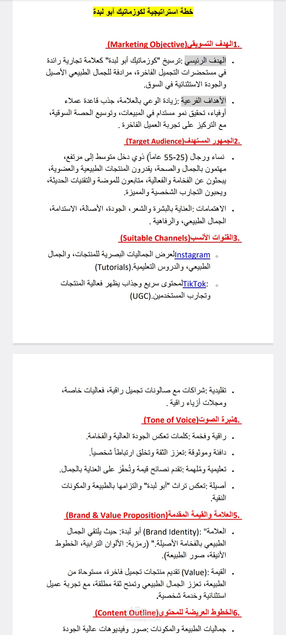 إعداد خطة استراتيجية وتسويقية متكاملة لنمو علامتك التجارية