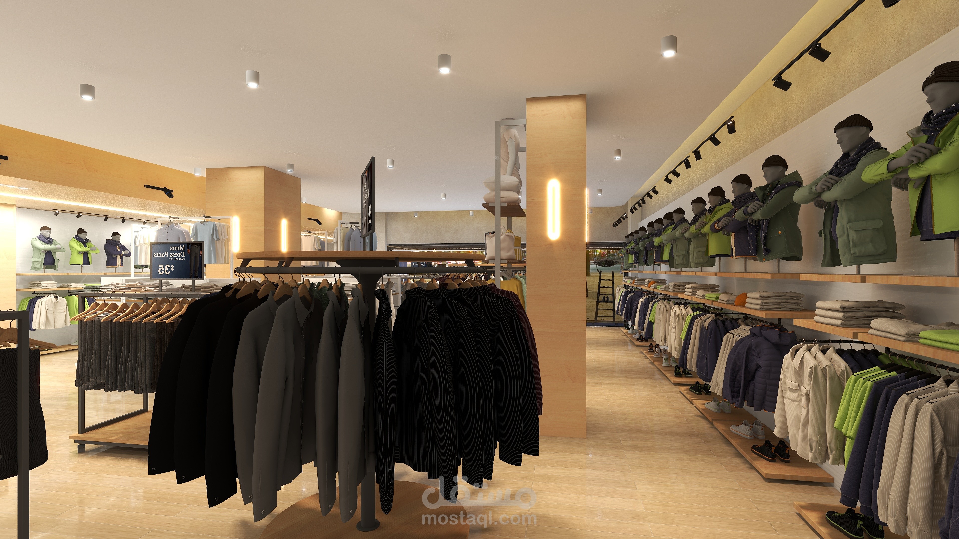 تصميم محل ملابس شبابي بأسلوب عصري (Modern Fashion Store Design)