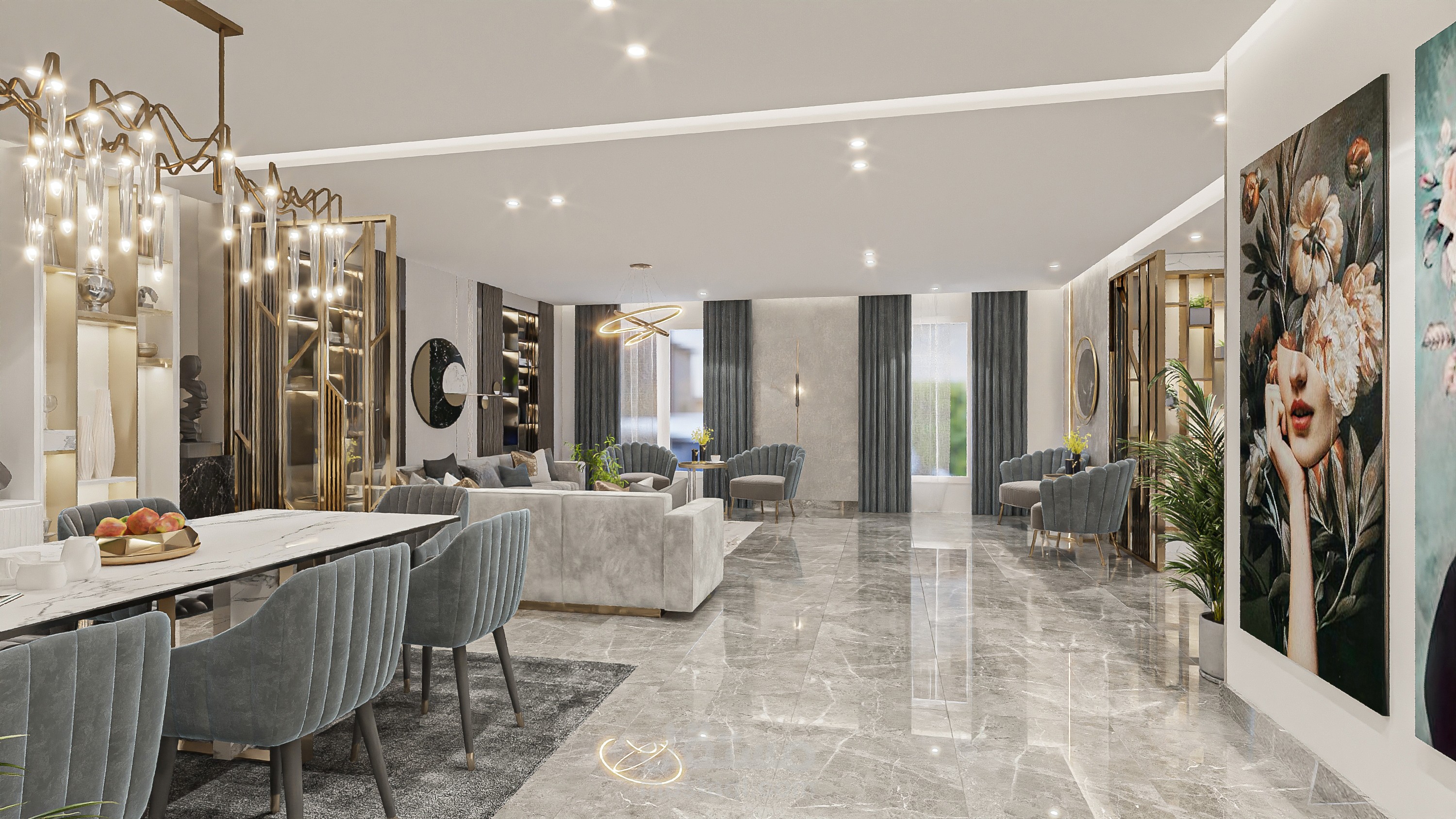 تصميم شقة نيو كلاسيك فاخرة (Luxury Neo-Classical Apartment)