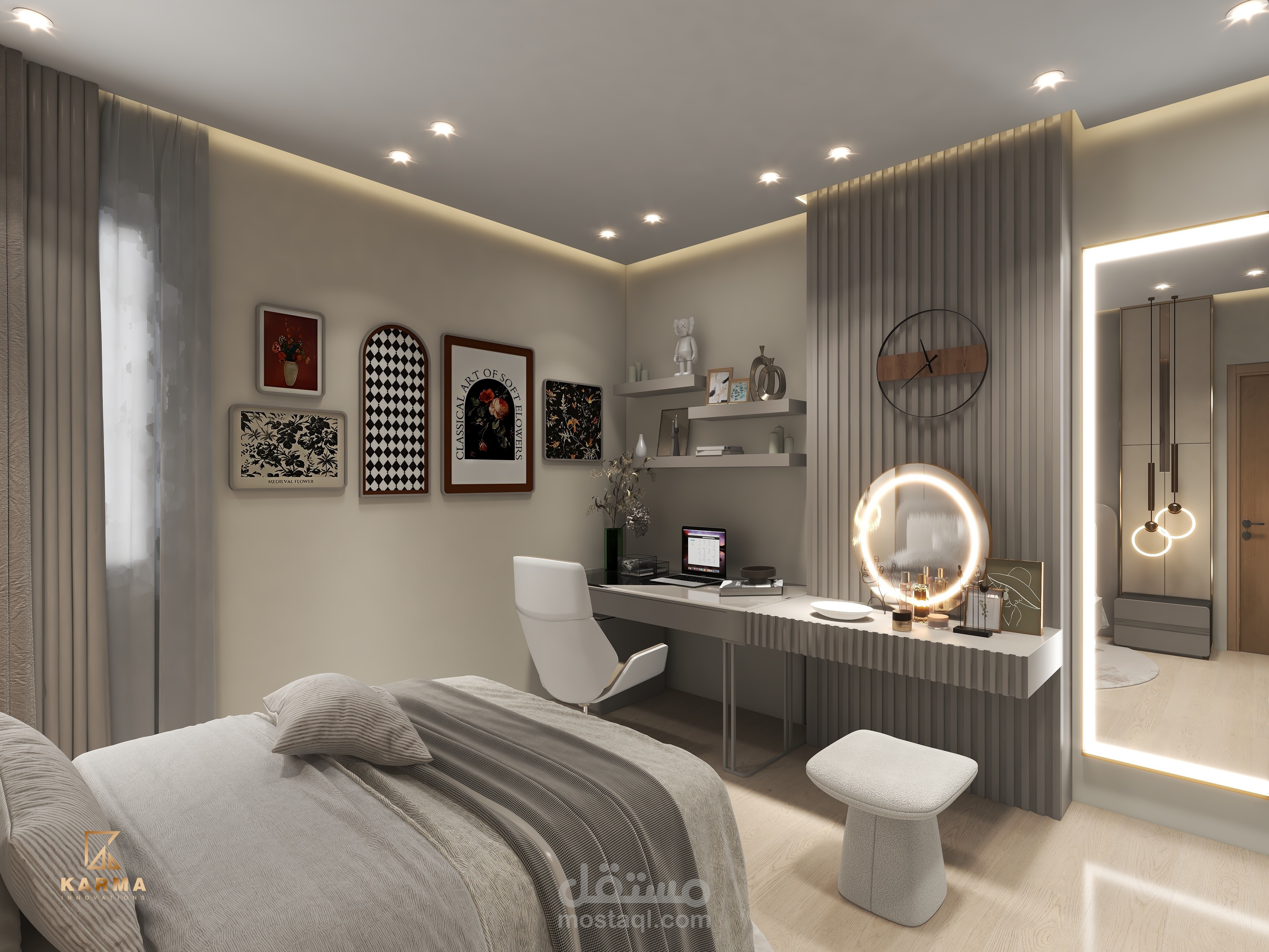 تصميم غرفة شبابية أنيقة (Urban Modern Apartment)