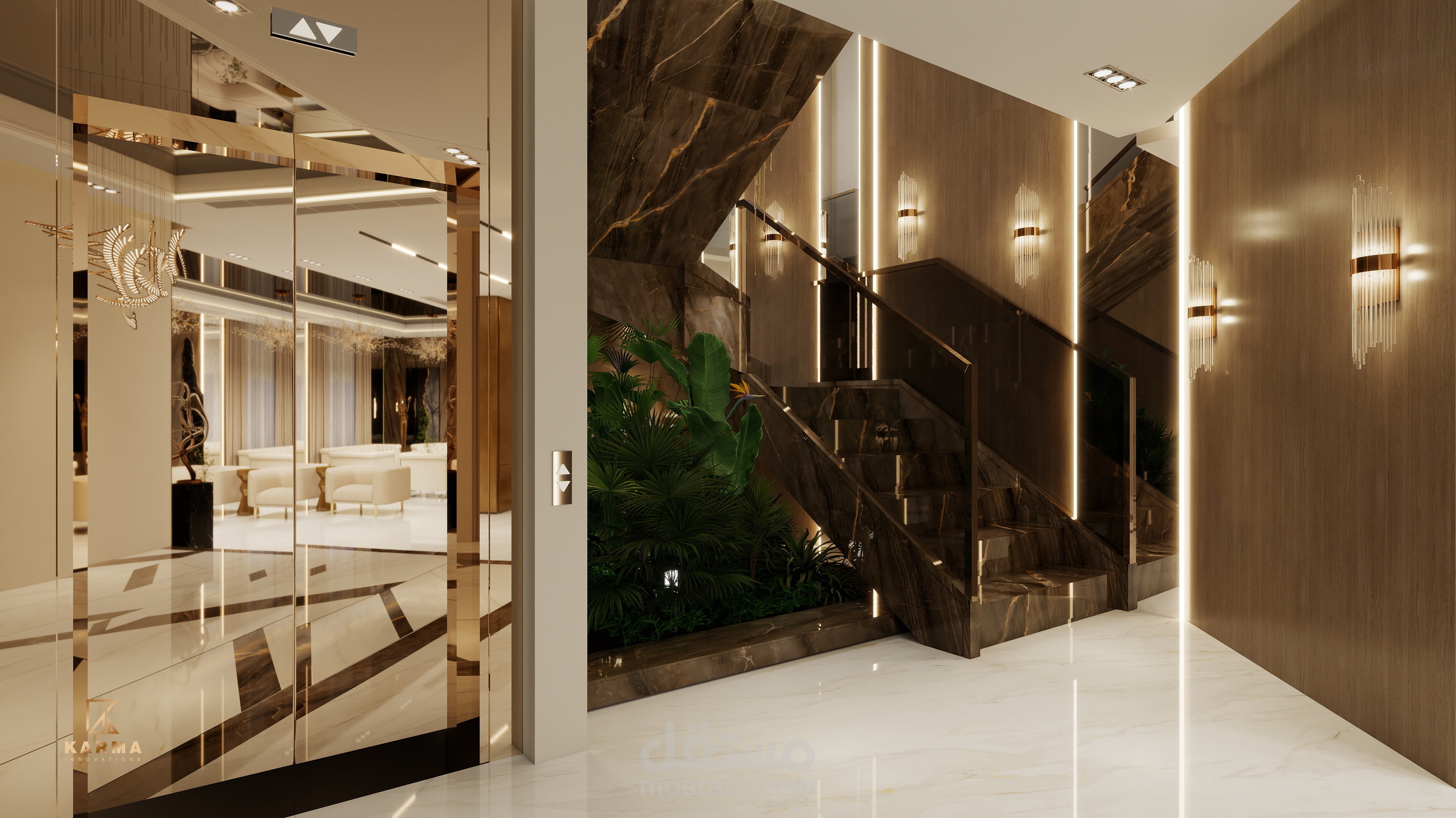 تصميم فيلا فاخرة بأسلوب Modern Luxury (Luxury Villa Interior Design)