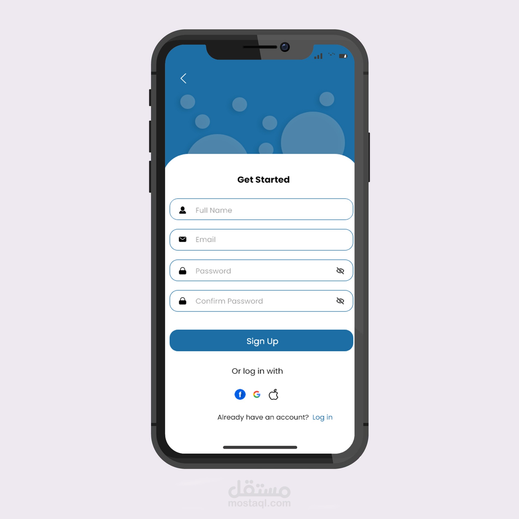 Sign-up screen for App