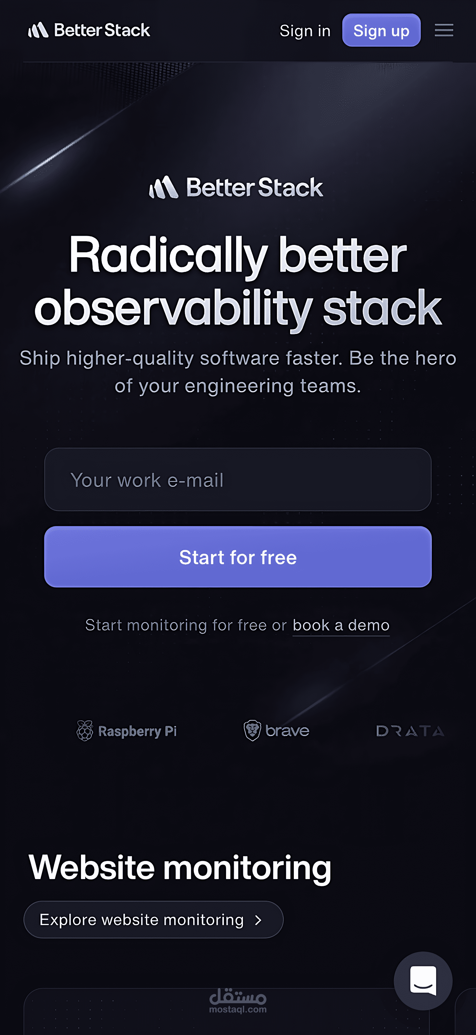 موقع Better Stack  مراقبة الاداء