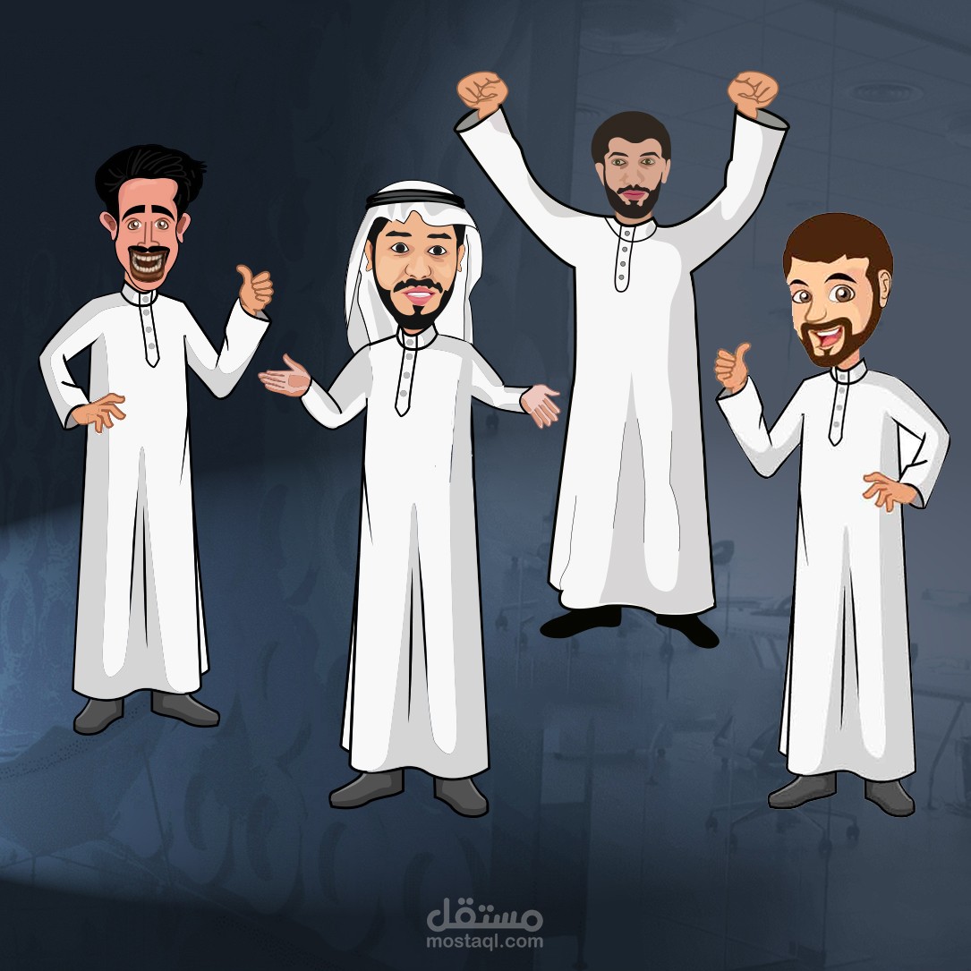 رسم مجموعة شخصيات كرتونية