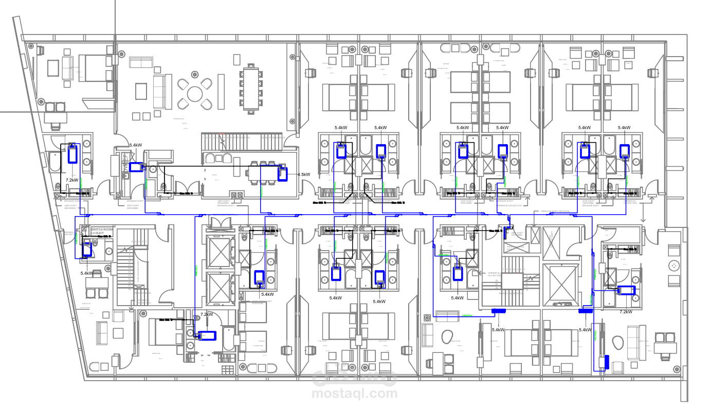 Hotel HVAC Load Calculation & VRV System 2D Piping Design