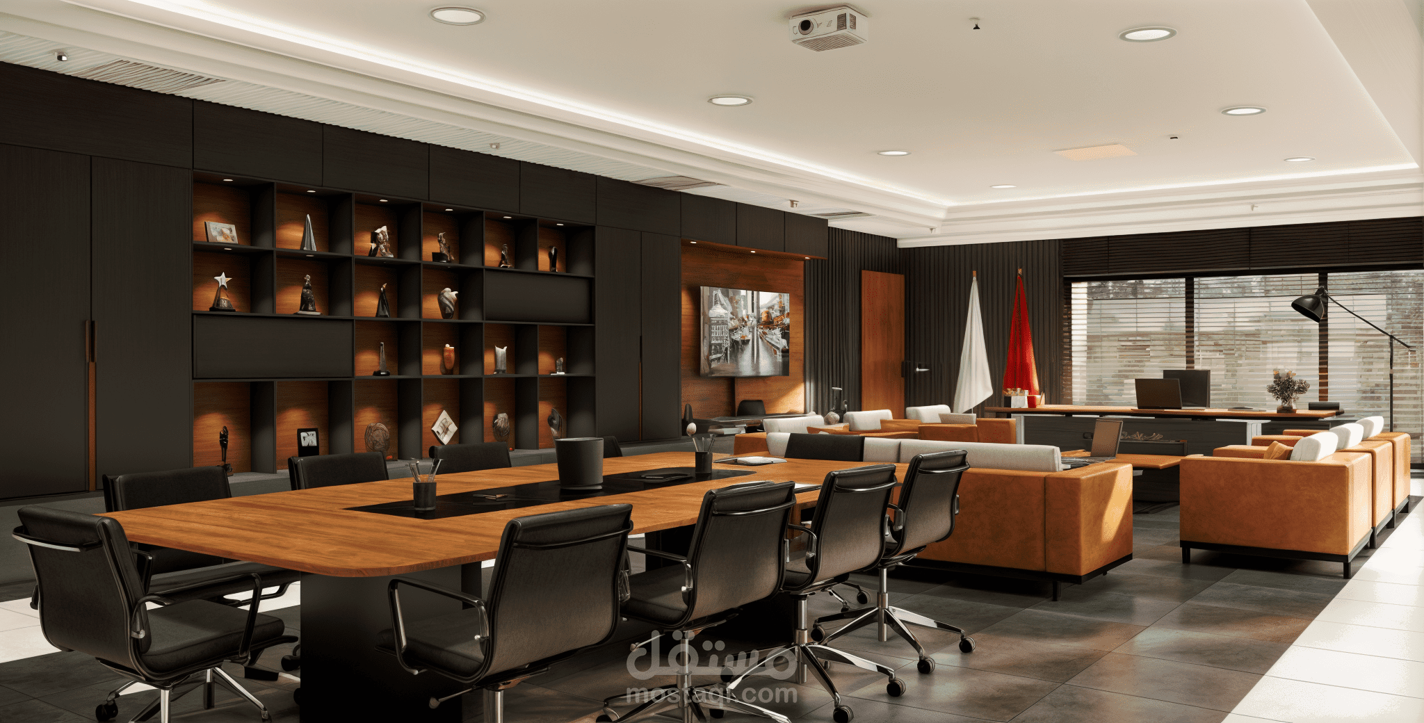 مكتب الرئيس - التصميم الداخلي - الرسوم المتحركة ثلاثية الأبعاد