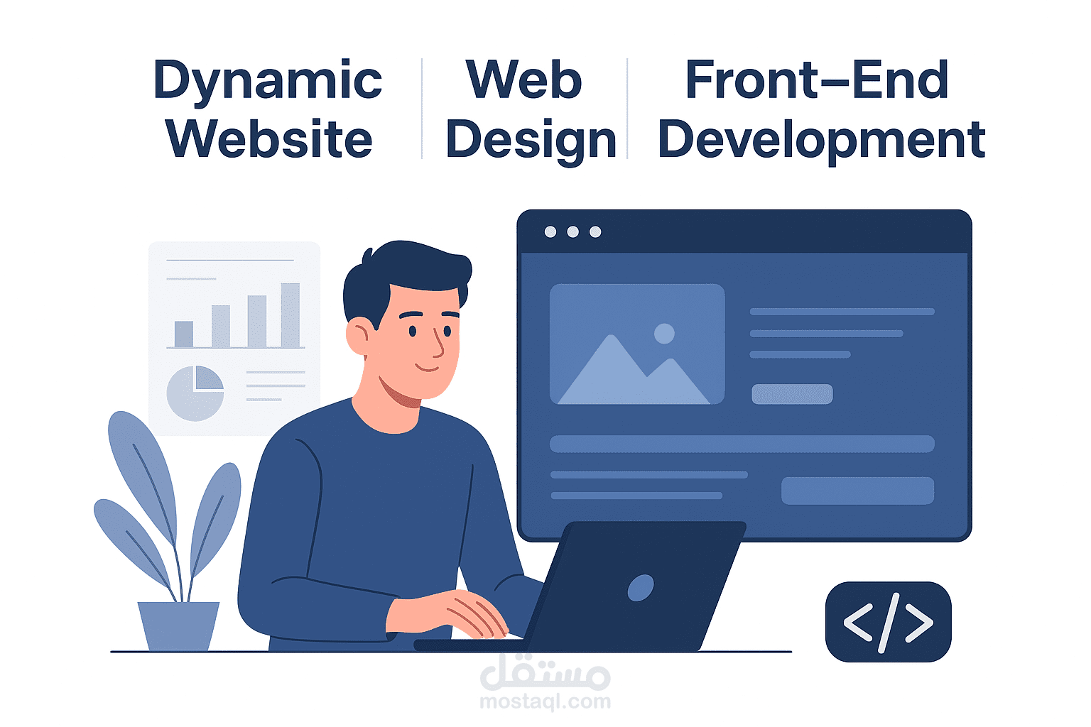 تصميم وبرمجة موقع ويب ديناميكي احترافي باستخدام HTML وCSS وJavaScript
