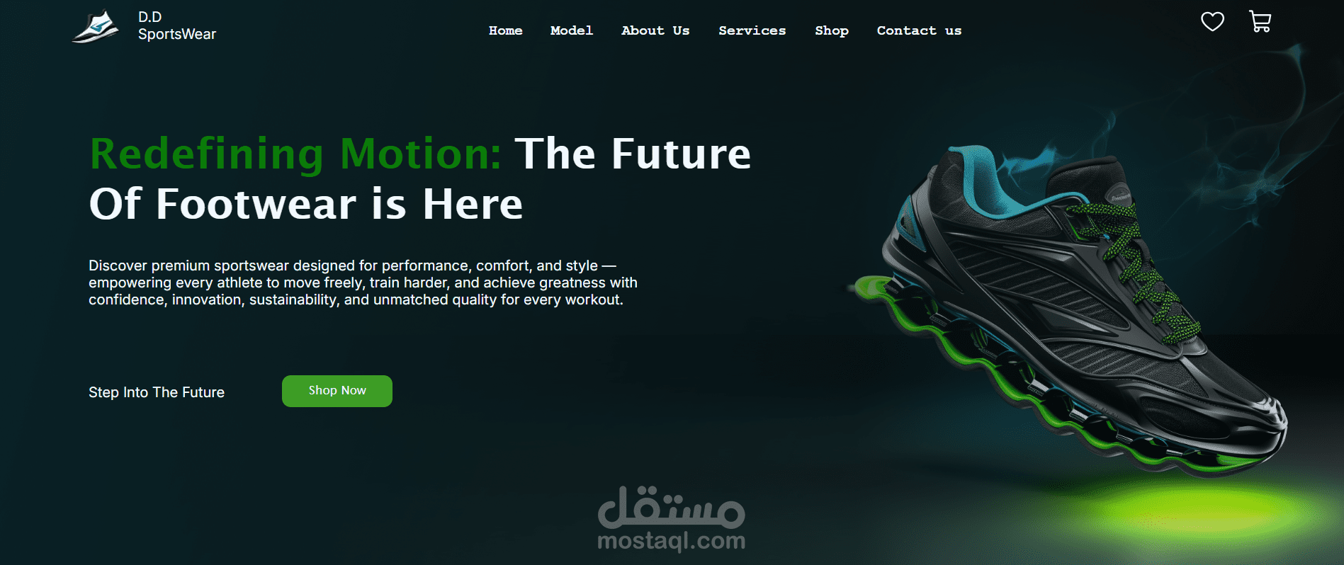 تصميم صفحه هبووط تفاعليه لعلامه ملابس رياضيه باستخدام HTML , CSS , JAVASCRIPT