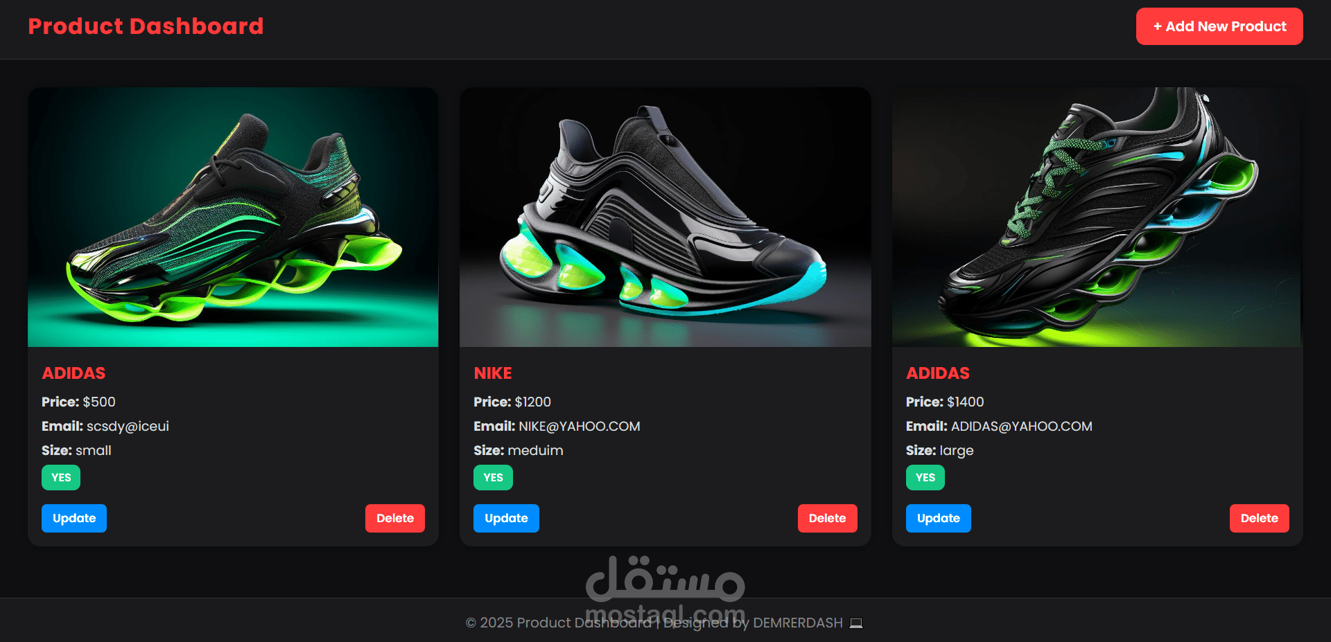 تطبيق عن الاحذيه يتضمن  تسجيل دخول وتسجيل مستخدم مع CRUD و Validation باستخدام PHP و MySQL