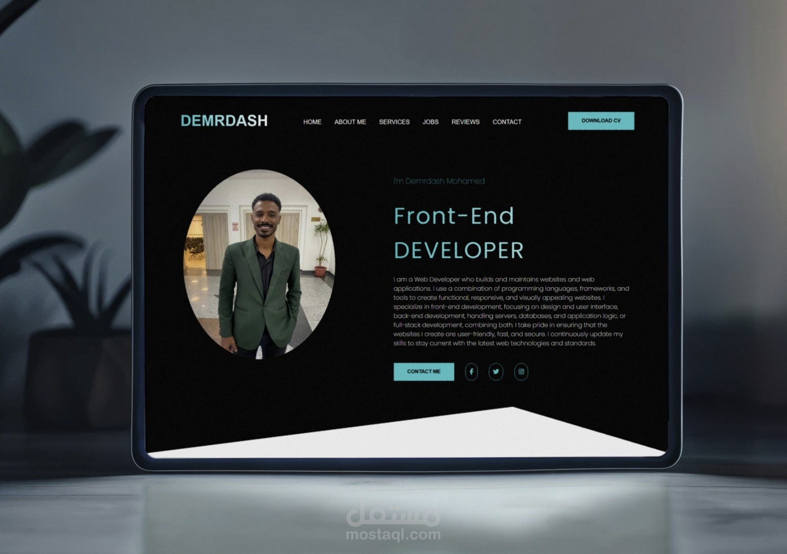 تصميم وبرمجة بورتفوليو احترافي باستخدام HTML, CSS, JavaScript