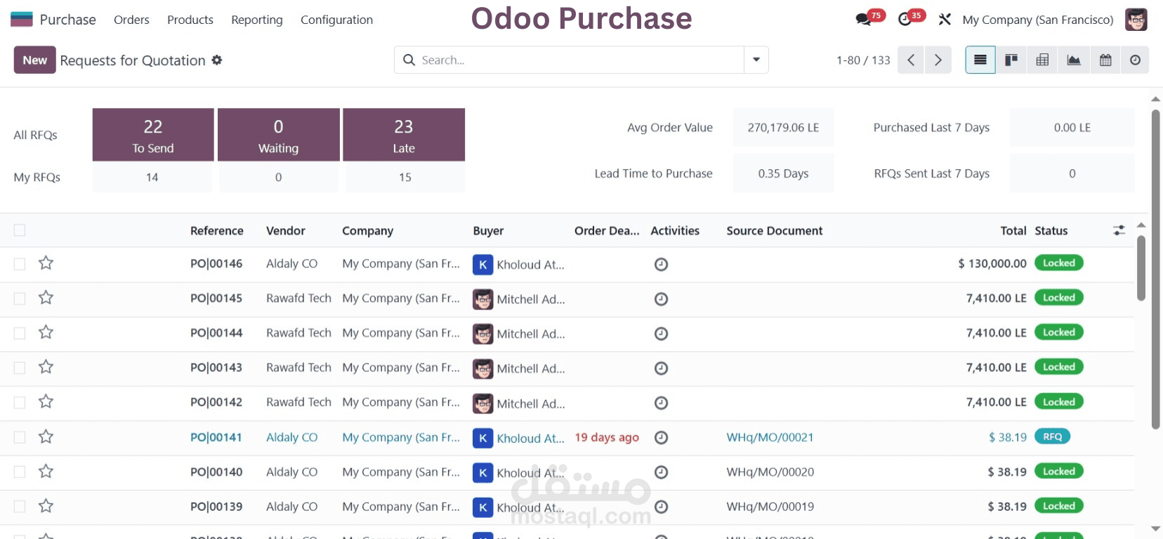 إدارة المشتريات في Odoo | تتبع الموردين وفواتير الشراء بدقة