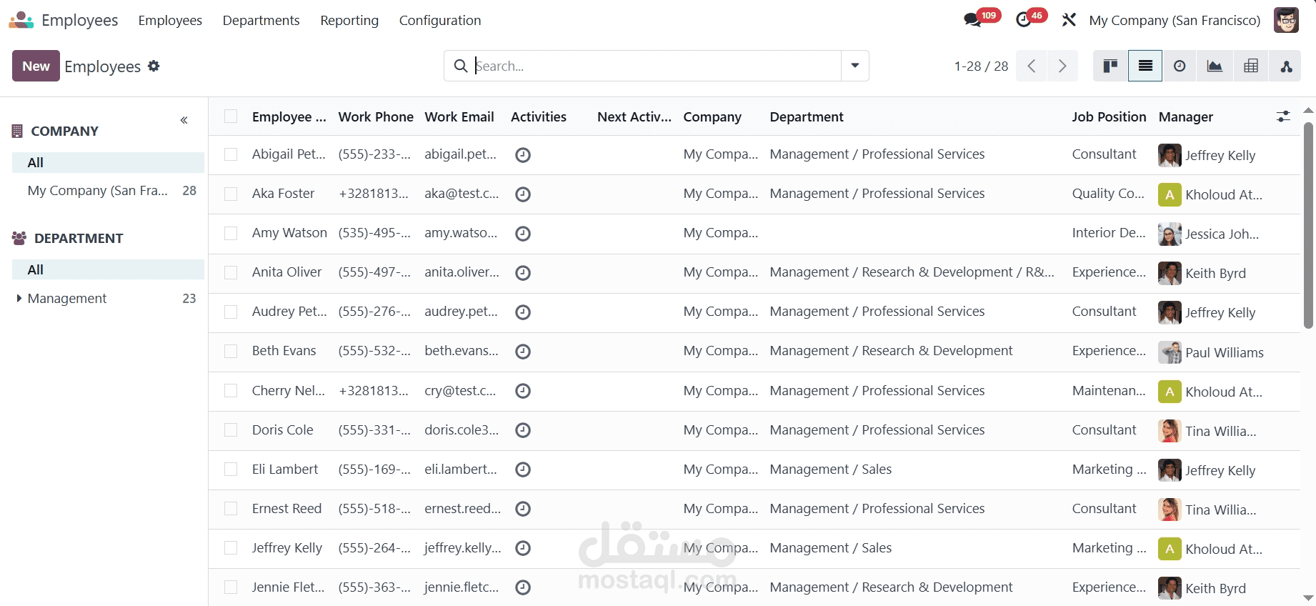 إدارة الموارد البشرية والمشاريع في Odoo | تنظيم الموظفين ومتابعة المهام